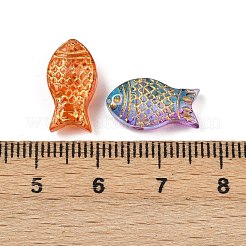 Baking Paint and Golden Metal Enlaced Glass Beads&nbsp;DGLA-T004-22M