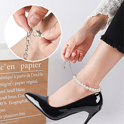 2 Pairs 2 Colors Women's Detachable ABS Plastic Imitation Pearl Beaded Shoe Laces for High Heels&nbsp;FIND-PH0007-46