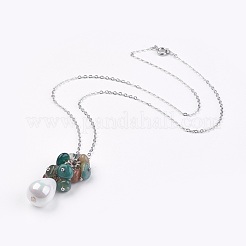 Natural Mixed Gemstone Pendant Necklaces&nbsp;NJEW-JN02252