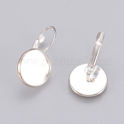 Brass Leverback Earring Findings&nbsp;KK-C1244-14mm-S-RS