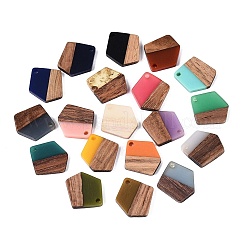 Opaque & Transparent Resin & Walnut Wood Pendants&nbsp;RESI-N053-35