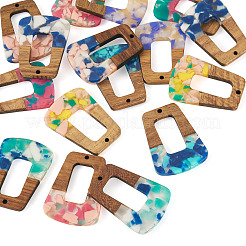 16Pcs 8 Colors Resin and Walnut Pendants&nbsp;FIND-TA0006-48