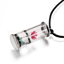 Glass Wishing Bottle Leather Cord Pendant Necklaces&nbsp;NJEW-Z009-A08