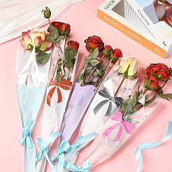 Bowknot Print Transparent PE Cone Flower Sleeves&nbsp;ABAG-FZC0002-001E
