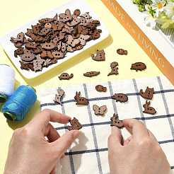 100Pcs 8 Styles 2-Hole Wood Buttons&nbsp;BUTT-FS0001-01A