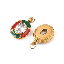 304 Stainless Steel with Clear Cubic Zirconia Enamel Pendants&nbsp;STAS-G364-02G