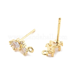 Brass Clear Cubic Zirconia Stud Earring Findings&nbsp;KK-A238-01F-G