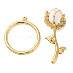 Brass Micro Pave Clear Cubic Zirconia Toggle Clasps&nbsp;KK-N254-85G