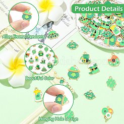 50Pcs 10 Styles Saint Patrick's Day Enamel with Alloy Pendants&nbsp;FIND-CJ0005-83