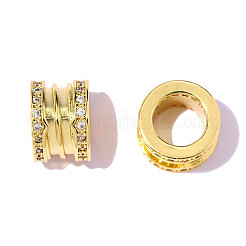 Brass Clear Cubic Zirconia European Beads&nbsp;KK-OY001-06G