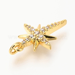 Brass Micro Pave Clear Cubic Zirconia Pendants&nbsp;X-ZIRC-O036-38G
