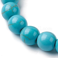 Round Synthetic Turquoise Beaded Stretch Bracelets&nbsp;BJEW-JB10276-02