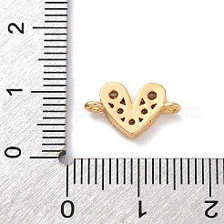 Brass Micro Pave Cubic Zirconia Heart Connector Charms&nbsp;KK-F894-03G-01