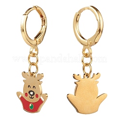 Brass Huggie Hoop Earrings for Christmas&nbsp;EJEW-JE04509