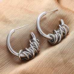 C-Shaped with knot Brass Stud Earrings&nbsp;EJEW-R025-28P