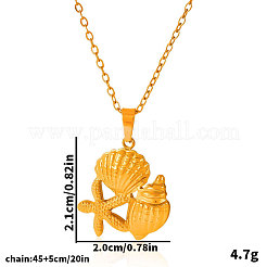 304 Stainless Steel Starfish Shell Shaped Pendant Summer Necklaces for Women&nbsp;SE5195-2