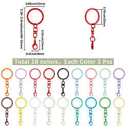 54Pcs 18 Styles Spray Painted Iron & Alloy Keychain Clasps&nbsp;FIND-SC0016-26