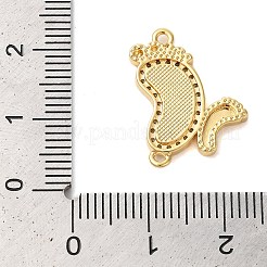Rack Plating Brass Micro Pave Clear Cubic Zirconia Footprint Links Connector Charms&nbsp;KK-K385-111G