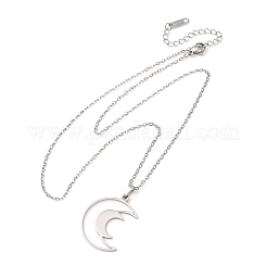 304 Stainless Steel Double Hollow Moon Pendant Cable Chain Necklaces for Men Women&nbsp;NJEW-K308-01E-P