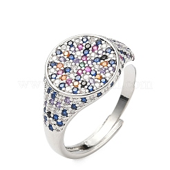 Brass Micro Pave Cubic Zirconia Cuff Rings for Women&nbsp;RJEW-A069-13P