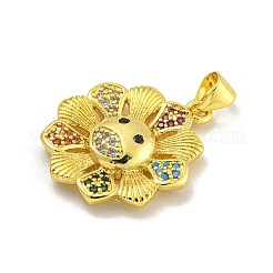 Rack Plating Brass Micro Pave Cubic Zirconia Pendants&nbsp;KK-C074-33G