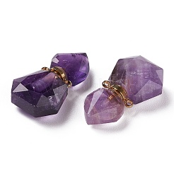 Hexagon Natural Amethyst Perfume Bottle Pendants&nbsp;G-H241-03A-G