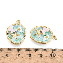 304 Stainless Steel and Enamel Resin ABS Imitation Pearl Porcelain Glitter Powder Pendants&nbsp;STAS-T069-83