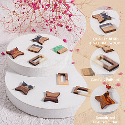 12Pcs 6 Styles Transparent Resin & Walnut Wood Pendants&nbsp;RESI-CW0001-14