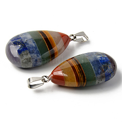Chakra Style Assembled Natural Amethyst & Lapis Lazuli & Sodalite & Green Aventurine & Tiger Eye & Topaz Jade & Red Jasper Pendants&nbsp;X-G-R478-16
