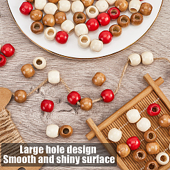 180Pcs 3 Colors Dyed Wood European Beads&nbsp;WOOD-GF0002-08