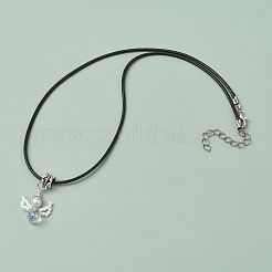 Glass Seed Beads & Glass Pearl Angel Pendant Necklaces&nbsp;NJEW-MZ00056