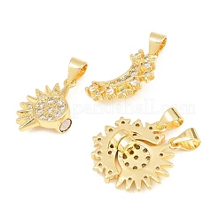 Brass Micro Pave Clear Cubic Zirconia Split Pendants&nbsp;KK-C169-03G