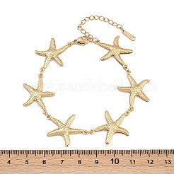 304 Stainless Steel Starfish Link Bracelets for Women&nbsp;BJEW-G759-01G