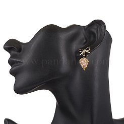 Brass Diamond Dangle Stud Earrings&nbsp;EJEW-MZ00465-02