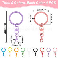 36Pcs 9 Colors Spray Painted Iron Keychain Swivel Clasps&nbsp;FIND-AR0004-01