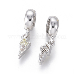 Brass Micro Pave Cubic Zirconia European Dangle Charms&nbsp;ZIRC-G153-12P