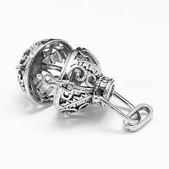 Rack Plating Brass Hollow Round Cage Pendants&nbsp;KK-M181-10AS