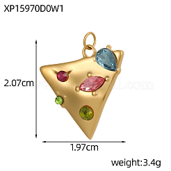 304 Stainless Steel Micro Pave Colorful Cubic Zirconia Pendants&nbsp;CU-OY002-11G
