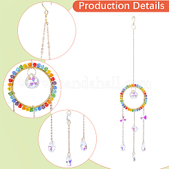 1Pc Colorful Glass Beaded Woven Net Suncatchers&nbsp;AJEW-CY0001-95C