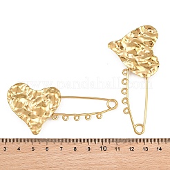 Texture Heart 304 Stainless Steel Safety Pins Brooch Findings&nbsp;SA-CBA098D-15A-G05