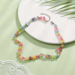 Synthetic Crackle Quartz Dyed Chips Chips Beaded Necklaces&nbsp;NJEW-JN04275-04