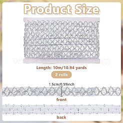Sparkle Polyester Wavy Lace Trim Ribbon&nbsp;OCOR-WH0082-563A