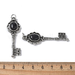 Key Brass Natural Black Agate Big Pendants&nbsp;KK-D361-01AS-15
