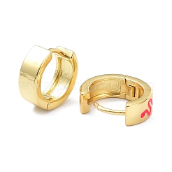 Brass Enamel Hoop Earrings&nbsp;KK-P205-08G-01