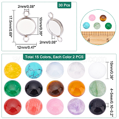 DIY Flat Round Stone Pendant Making Kit&nbsp;DIY-CA0003-52