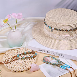 3Pcs 3 Styles Cotton with Glass & Plastic Beads Hat Bands&nbsp;DIY-CA0007-55