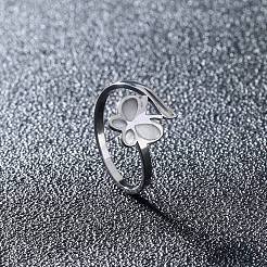Glow in the Dark Luminous Stainless Steel Butterfly Finger Ring&nbsp;PW-WG57071-01