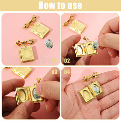 4Pcs Brass Locket Pendants Brooches&nbsp;JEWB-CA00011