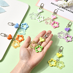 7Pcs 7 Colors Star & Heart Resin Pendant Decorations&nbsp;HJEW-SP0001-28