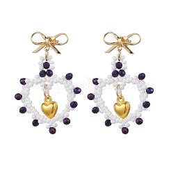 Glass Seed Beads Dangle Stud Earrings&nbsp;EJEW-MZ00396